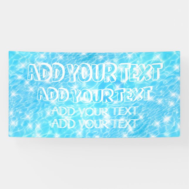 Banderoles Fête de piscine Fête d'été Plage mariage bleu eau (Horizontal)