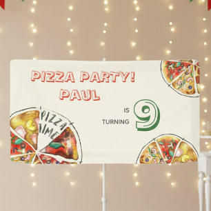 Banderoles Fête de pizza Watercolor