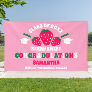 Banderoles Fête de remise de diplômes 2026 Fraise Extra Large