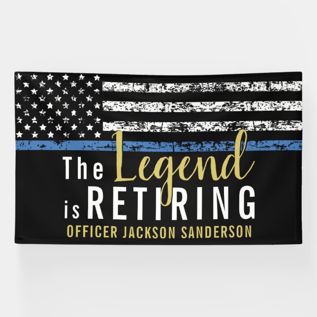 Banderoles Fête de retraite de police Ligne bleue de l'applic (Horizontal)