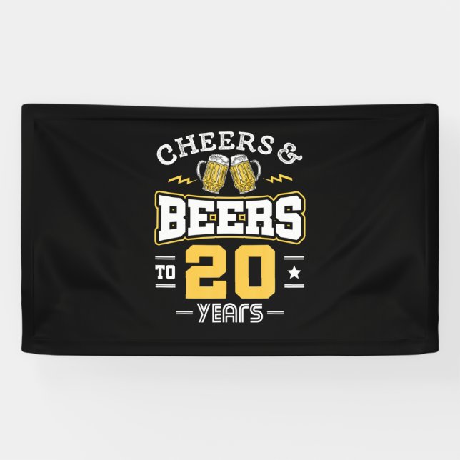 Banderoles Fête des 20 ans Cheers et bières (Horizontal)