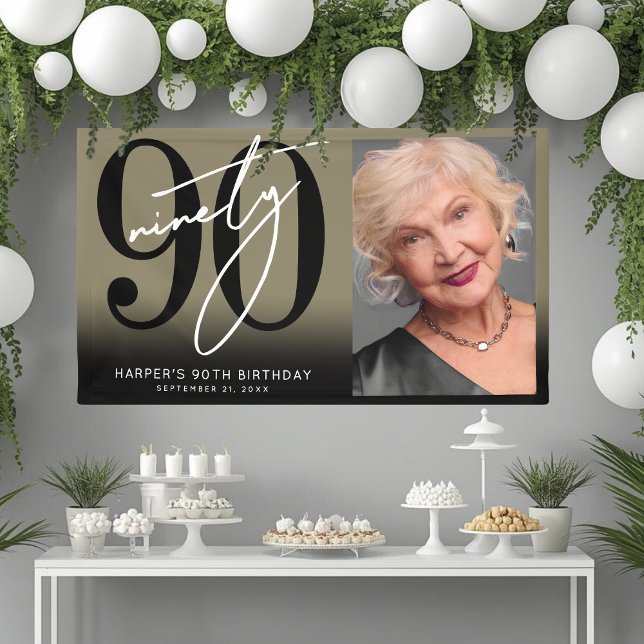 Banderoles Fête des 90 ans de Gold (Gold 80th Birthday Party Banner)