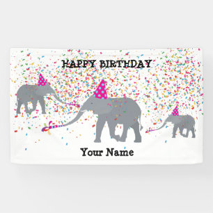 Banderoles Fête des éléphants - Animaux à la fête d'anniversa