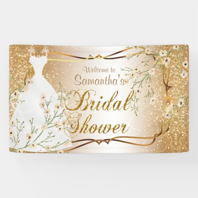 Banderoles Fête des mariées en Parties scintillant Or 2 (Horizontal)