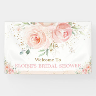 Banderoles Fête des mariées florale rose pâle sur le fond Acc