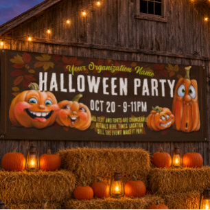 Banderoles Fête d'Halloween,Fête d'Automne,Citrouille Drôle M