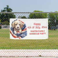 Fête du 4 juillet barbecue chiot drapeau américain
