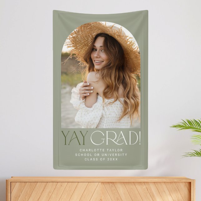 Banderoles Fete Green Yay Grad Photo Arch Grad Grad Grad (Créateur téléchargé)