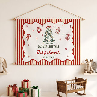 Banderoles Fête prénatale de Noël Red Stripe