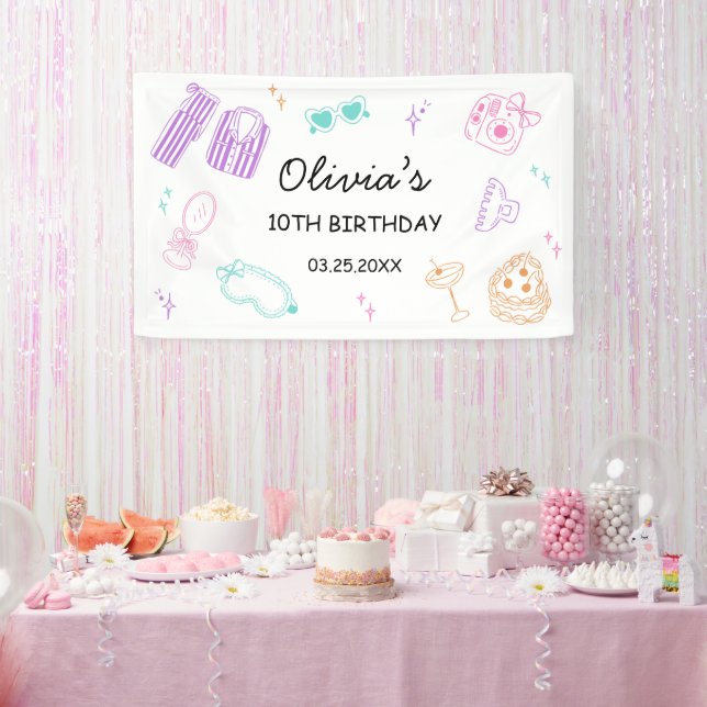 Banderoles Fête Pyjama Anniversaire Fille (Fête)