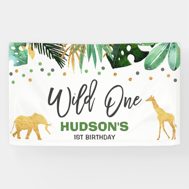 Banderoles Fête Wild One Banner Jungle Animaux Party (Horizontal)