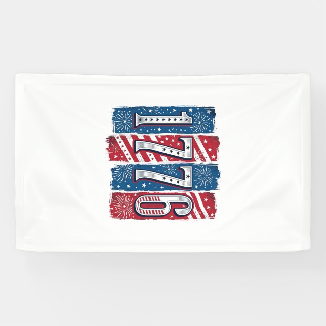 Banderoles Feu d'artifice patriotique 1776 Dessin vectoriel v (Horizontal)