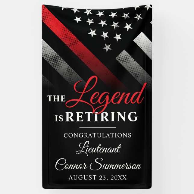 Banderoles Feu de retraite de pompier drapeau de la ligne rou (Vertical)