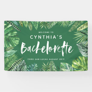 Banderoles Feuille de palme tropicale & script bachelorette