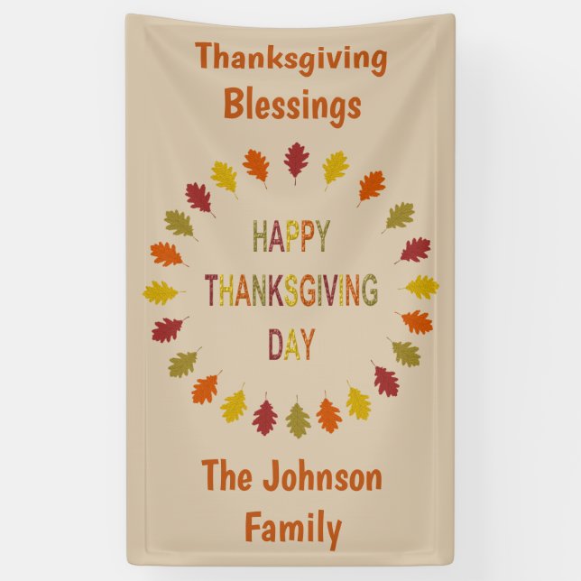 Banderoles Feuilles de chêne Thanksgiving Custom (Vertical)