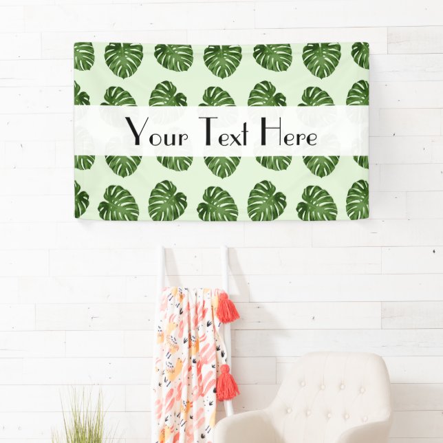 Banderoles Feuilles de palmiers, Feuilles verts, Motif tropic (En situation)