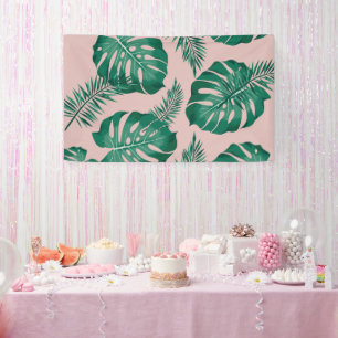Banderoles Feuilles Pink & Green Palm sans couture Motif