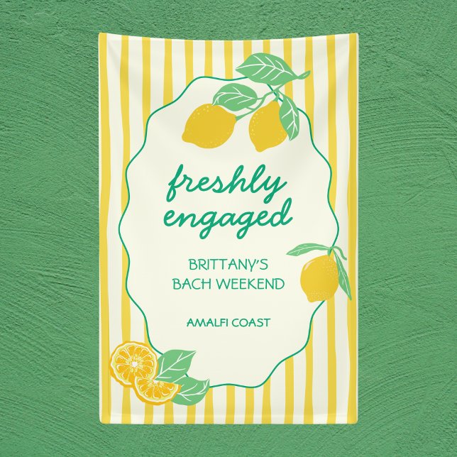 Banderoles Fiançailles Citron Frais Bachelorette (Freshly Engaged Lemon Citrus Bachelorette Banner)