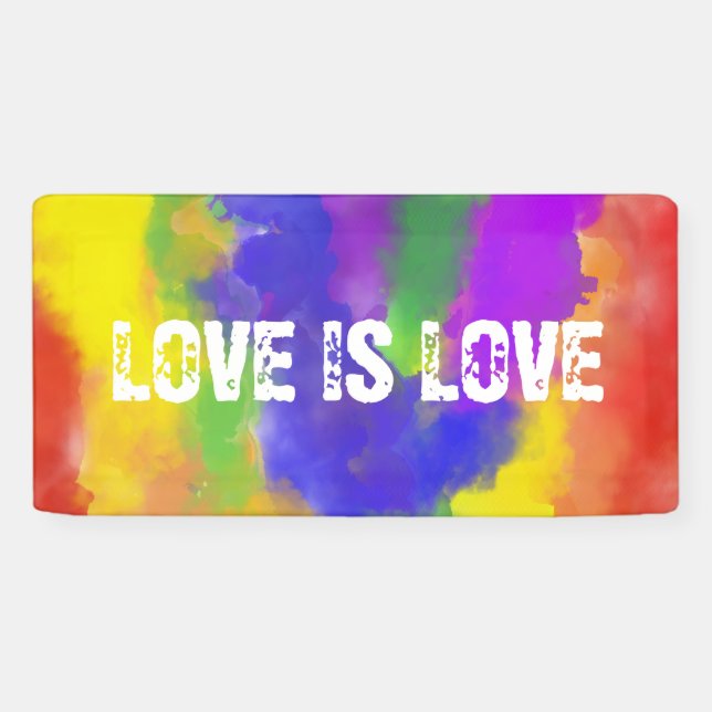 Banderoles Fierté Arc-en-ciel couleurs Drapeau L'amour est am (Horizontal)