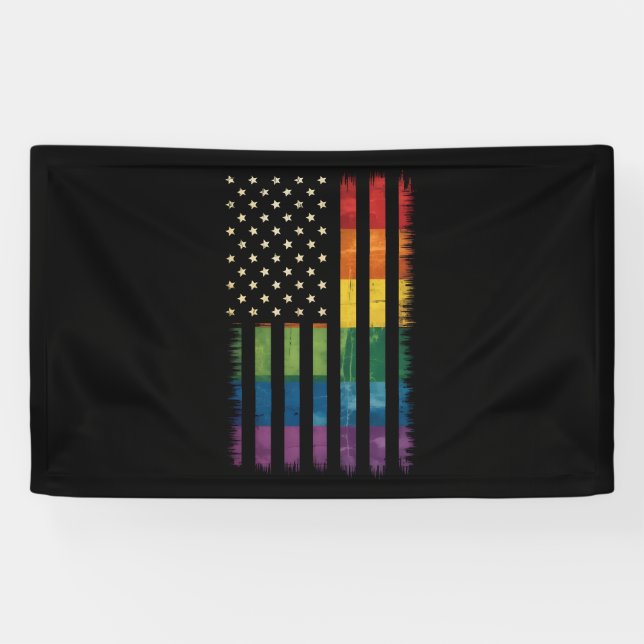 Banderoles Fierté USA Amérique détenue drapeau arc-en-ciel LG (Horizontal)