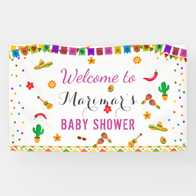 Banderoles Fiesta Culture mexicaine Baby shower Cactus Contex (Horizontal)