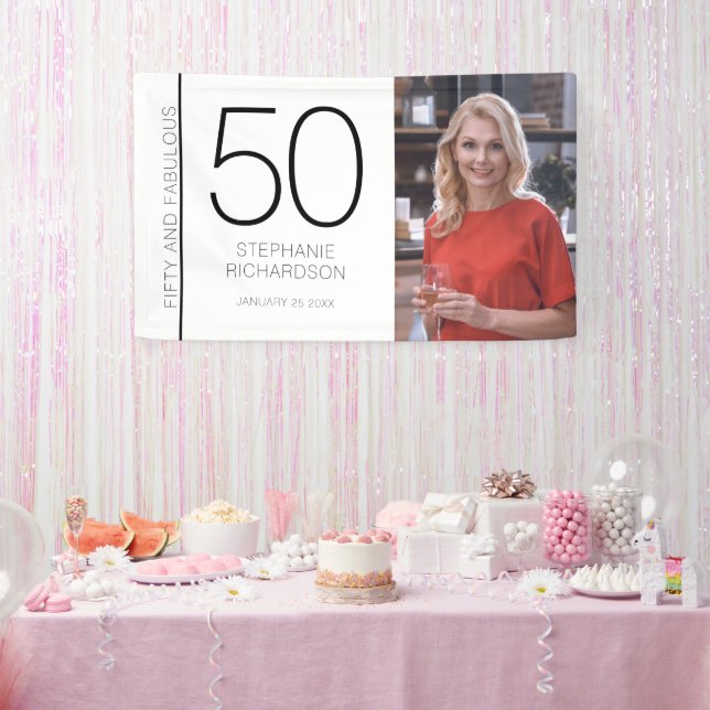 Banderoles Fifty and Fabulous 50th Birthday Photo Poster (Fête)