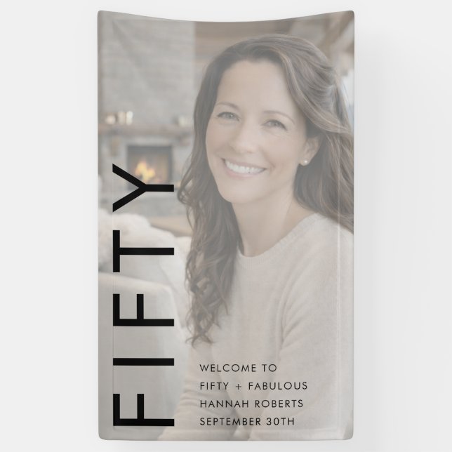 Banderoles Fifty and Fabulous Bold Photo 50th Birthday Party (Vertical)