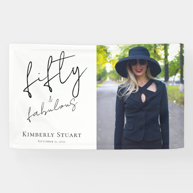 Banderoles Fifty and Fabulous Bold Photo 50th Birthday Party  (Horizontal)