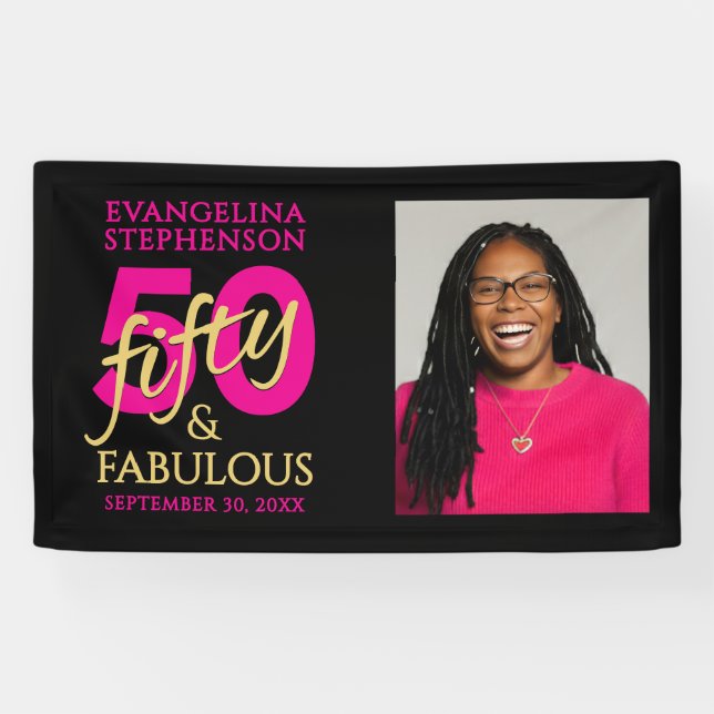 Banderoles Fifty and Fabulous Bold Photo 50th Birthday Party (Horizontal)