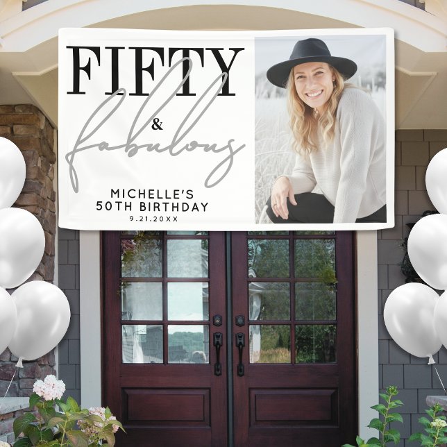 Banderoles Fifty And Fabulous Modern 50th Birthday Party (Fifty And Fabulous Modern 50th Birthday Party Banner)
