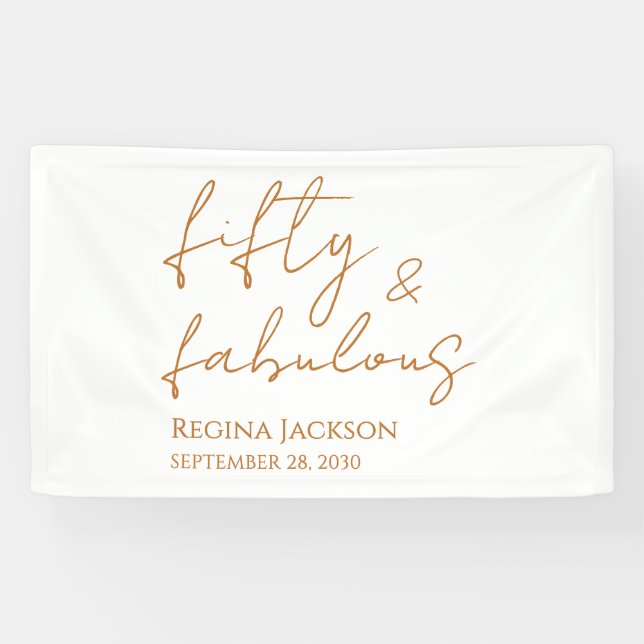 Banderoles Fifty And Fabulous Script Gold 50th Birthday Party (Horizontal)