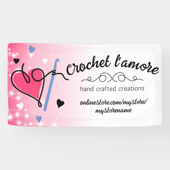 Banderoles Fil de coeur crochet crochet artisanat montrer sta (Horizontal)