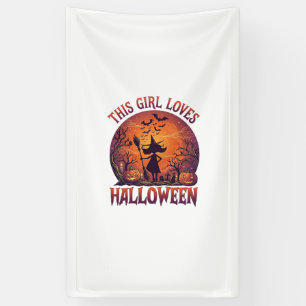 Banderoles Fille aime Halloween Sorcière Citrouilles Chauves-