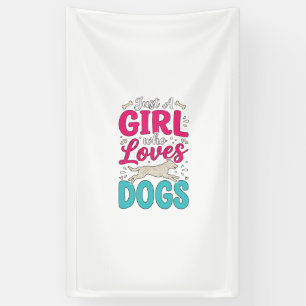 Banderoles Fille aime les chiens Gravure vintage typographie