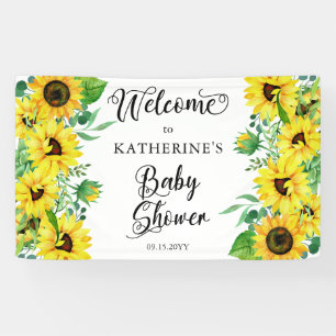 Banderoles Fille Baby shower Boho Tournesols   Eucalyptus