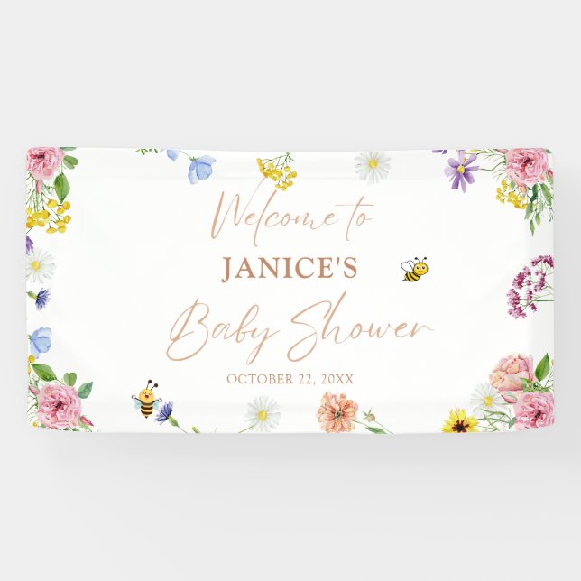 Banderoles Fille Baby shower doux comme peut être Floral fond (Horizontal)