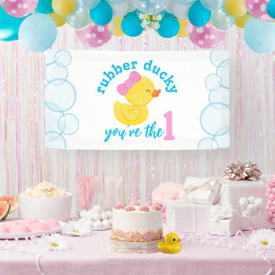 Banderoles Fille Canard en Caoutchouc 1ère Fête d'Anniversair