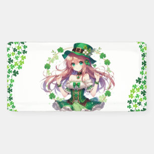 Banderoles Fille d'anime de la Saint Patrick's Day