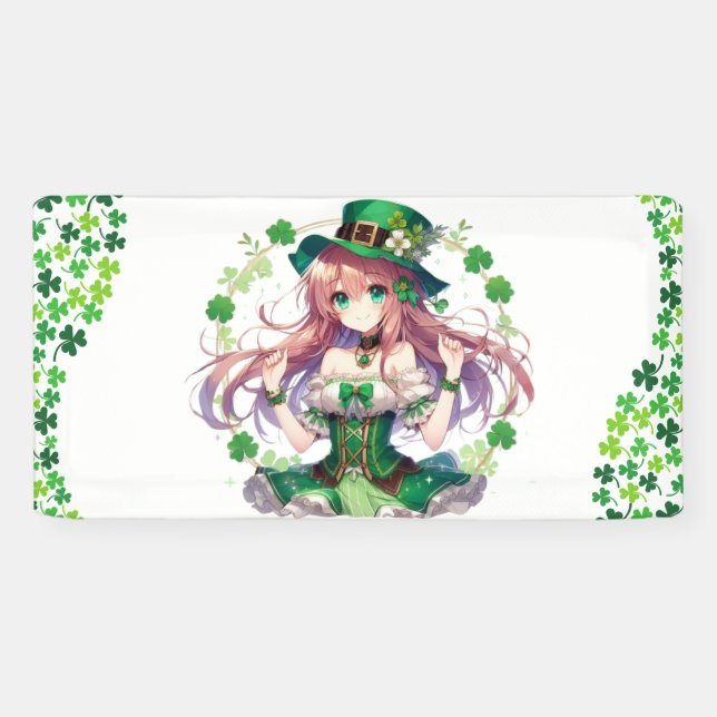 Banderoles Fille d'anime de la Saint Patrick's Day (Horizontal)