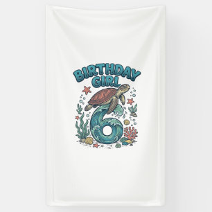 Banderoles Fille d'anniversaire 6 Tortue de mer Conception de