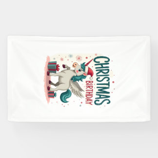 Banderoles Fille d'anniversaire de Noël vintage Licorne Migno