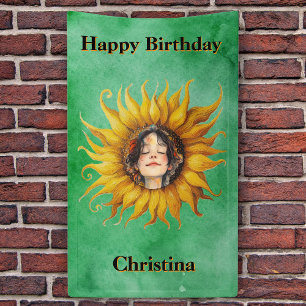 Banderoles Fille d'anniversaire heureuse Face au tournesol ve