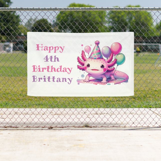 Banderoles Fille d'anniversaire personnalisée | Anime Axolotl (En situation)