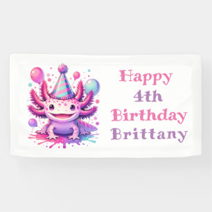 Banderoles Fille d'anniversaire personnalisée   Anime Axolotl