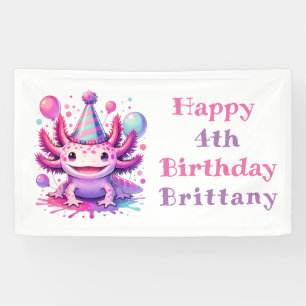 Banderoles Fille d'anniversaire personnalisée   Anime Axolotl