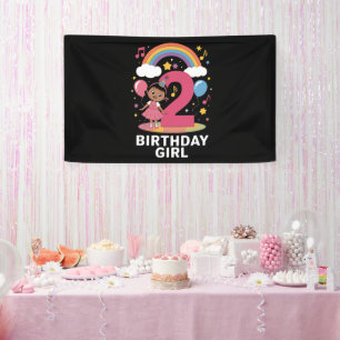 Banderoles Fille de deux ans anniversaire Mignonne 2ème anniv