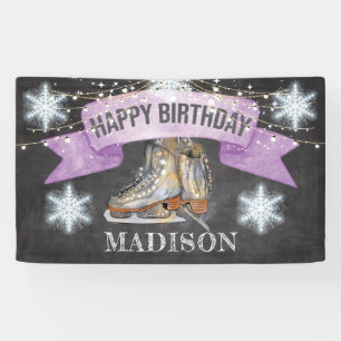Banderoles Fille de patinage sur glace Anniversaire Personnal