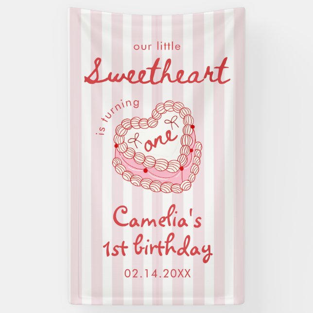 Banderoles Fille de premier anniversaire de la Saint-Valentin (Vertical)
