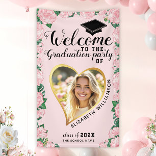 Banderoles Fille Floral Rose Graduation Custom Photo Welcome