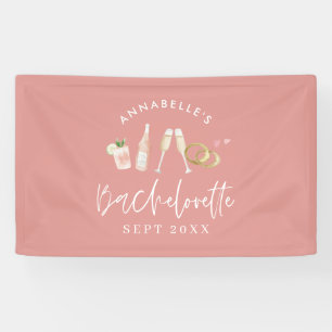 Banderoles Fille rose moderne champagne week-end bachelorette